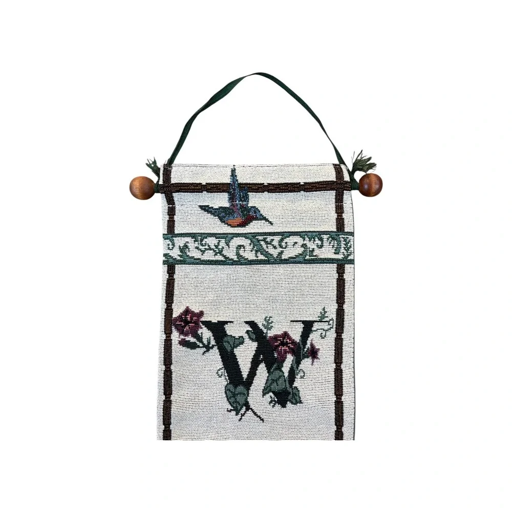 Manual Woodworkers Weavers‎ Welcome Banner Tapestry Wall Hanging Bird Floral